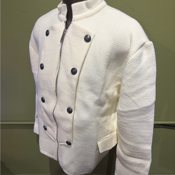 LCR sweater jacket off white regular fit military side pockets - Picture 2 of 4